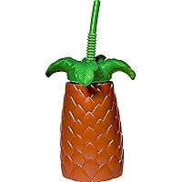 Amscan Palm Tree-Shaped Plastic Cup - 22 Oz. | Green and Brown | 1 Pc