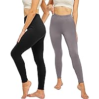 CL convallaria 2 Pack Long Johns Thermal Pants Women Long Underwear Fleece Compression Bottoms Cold Weather Leggings