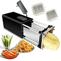 Electric French Fry Cutter, Professional commercial and household french fries cutter, potato slicer with 1/2Inch & 3/8Inch blade, automatic potato cutter, Suitable for potato carrot cucumber