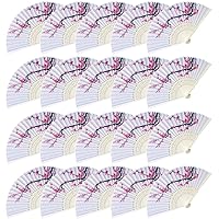 12Pcs Delicate Cherry Blossom Folding Hand Fan Japanese Chinese Decor Fan Paper Fans Party Performance Dancing Wedding Decorations Favors Gifts (20 pcs Cherry Fans)