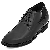 CALTO Men's Invisible Height Increasing Elevator Shoes - Patent Leather Formal Dress Oxfords - 3.4 Inches Taller