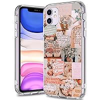 Aesthetic Vintage collages Pattern Case for iPhone 11, TPU Anti Scratch Shockproof Pinky Angel Pattern iPhone 11 case, Support Wireless Charging
