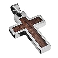 Tungsten Cross Gold Plated, Black Plated or Polished with Different Inlays and Stainless Steel Cuban necklace 16