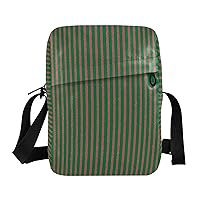 ALAZA Dark Green Red Stripes Crossbody Bag Small Messenger Bag Shoulder Bag with Zipper for Women Men