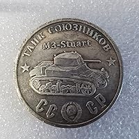 Antique Crafts 1945 Tank M3-Stuart Silver Dollar Collection Commemorative Silver Plated Coin Souvenir Challenge Collectible Coins Collection Art Craft