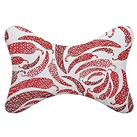 Red Chilly Dog Bone Shaped Car Neck Pillow Cervical Pillows for Car Truck Driving Comfort Headrest Pillow Set of 2
