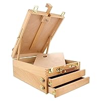 US Art Supply Coronado Large Wooden French Style Field and Studio Sketchbox  Easel with Artist Drawer, Palette, Premium Beechwood - Adjustable Wood