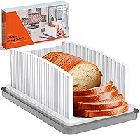 New Upgrade Bread Slicer for Homemade Bread, Bread Slicing Guide Adjustable Width, Foldable and Compact Cutting Guide with Crumb Tray, Suitability for Homemade Bread, Bagels, Cakes.