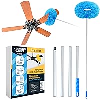 The ‘SkyWipe’ Ceiling Fan Cleaner Duster with Extension Pole - Microfiber Cleaning Tool Extended Long Handle for High Ceiling (Blue)