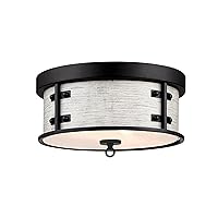 Westinghouse Lighting 6126100 Callowhill Craftsman-Style 13 Inch, Two Light Flush Mount Ceiling Fixture, Matte Black and Antique Ash Finish, Clear Seeded Glass