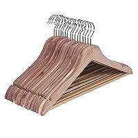 Household Essentials 26140 CedarFresh Red Cedar Wood Clothes Hangers with Fixed Bar and Swivel Hook - Set of 4, Brown,red