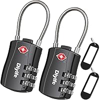 TSA Luggage Locks, [ Zinc Alloy Version][2 Pcs] Diyife TSA Approved Luggage Lock 3-Digit Re-settable Combination Lock, Code Lock for Travel Suitcase Luggage Bag Lockers (Black)