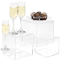 Red Co. Set of 3 Crystal Clear Acrylic Cube Display Nesting Riser Stands with Hollow Bottoms | Transparent
