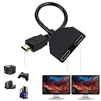 HDMI Splitter Adapter Cable -HDMI Splitter 1 in 2 Out HDMI Male 1080P to Dual HDMI Female 1 to 2 Way, for HDMI HD, LED, LCD, TV，Support Two TVs at The Same Time Transmit Video and Audio Simultaneously