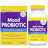 InnovixLabs Mood & Multi Probiotic Bundle Mood (60 Capsules) Multi-Strain Probiotic (60 Time-Release Capsules). Helps Support Positive Mood, and Gut and Digestive Health. *