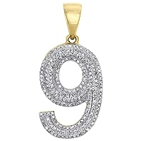 10K Yellow Gold Finish Round Cut Diamond Number 9 Bubble Pendant Pave Dome Charm 0.63 CT.