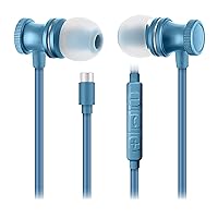 Sentry OSE450 Blue Headphones in-Ear Earbuds with Wired USB-C Connection, Inline Volume Controller & Microphone, Noise Isolation