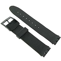 17mm Rubber PVC Relief Black Flexible Replacement Watch Band for Swatch