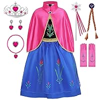 Princess Costume for Girls Fancy Dress up Snow Queen Princess Dress with Cape for Halloween Snow Party Cosplay