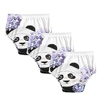 ALAZA Cute Panda Hydrangea Flower Cotton Potty Training Underwear Pants for Toddler Girls Boys, 2t, 3t, 4t, 5t