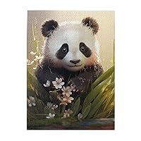 Cute Panda Jigsaw Puzzle 500 Piece for Adults & Kids, Wall Hanging Puzzles Intellectual Decompressing Fun Family Game Large Puzzle Game Toys Gifts