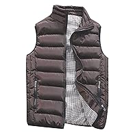 Men's Vest Outerwear,Plus Size Padded Quilted Sleeveless Jacket Coat Zipper Slim Stand Collar Waistcoats with Pocket