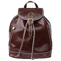 Genuine Leather Backpack Made in Italy Vintage, dark brown (di moro)