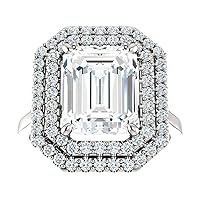 Shree Diamond 5 CT Emerald Moissanite Engagement Ring Wedding Bridal Ring Sets Solitaire Halo Style 10K 14K 18K Solid Gold Sterling Silver Anniversary Promise Ring Gift