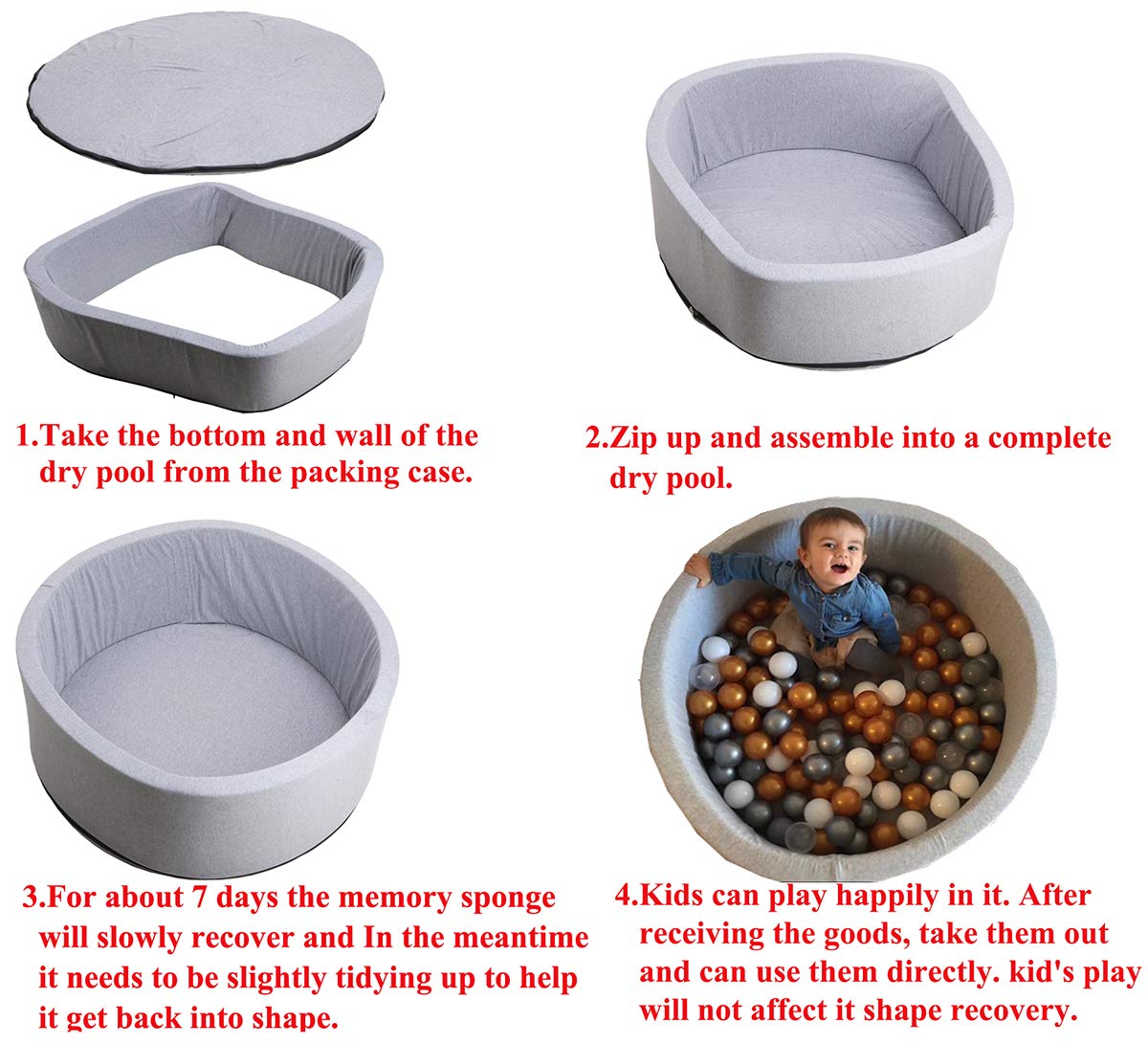 LANGXUN Pit Ball Kiddie Dry Pools, Kids Ball Pit Playpen for Baby Kids Children, Ball Pits Accessories, Baby Toddler Ball Pit, Indoor Playpen, Birthday for Baby Toddler Kids