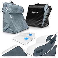 Lunix LX5 4pcs Orthopedic Wedge Pillow Set, Memory Foam Sitting Pillow - Navy + LX6 3pcs Orthoepdic Bed Wedge Pillow Set, Memory Foam Sitting Pillow - Navy