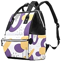 Yellow Purple Geometric Pattern Diaper Bag Backpack Baby Nappy Changing Bags Multi Function Large Capacity Travel Bag