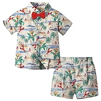 SANGTREE Boys' Hawaiian Button Down Shirt and Shorts Set, 3 Months - 14 Years