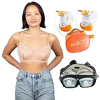 Complete Idaho Jones Breast Pumping Kit - Aine Pumping Bra (Tan, 3XL), Moxi Portable Breast Pump, and Pump-A-Porter Mini Wearable Breast Pump Belt Bag