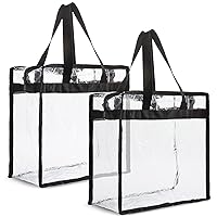 Juvale 2 Pack Clear Stadium Approved Bags - 12x6x12 Large Transparent Tote Bags with Zippers and Handles for Concerts, Sporting Events, Music Festivals, Work, School, Gym