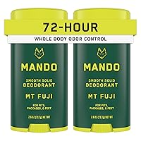 Mando Whole Body Deodorant For Men - Smooth Solid Stick - 72 Hour Odor Control - Aluminum Free, Baking Soda Free, Skin Safe - 2.6 ounce (Pack of 2) - Mt Fuji