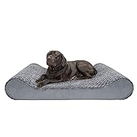 Furhaven Memory Foam Dog Bed for Extra Large Dogs w/ Removable Washable Cover, For Dogs Up to 180 lbs - Ultra Plush Faux Fur & Suede Luxe Lounger Contour Mattress - Gray, Giant/XXXL