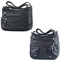 ELDA 10 Pockets Crossbody Purses for Women Soft PU Leather Shoulder Bag Medium Pocketbooks Lightweight Ladies Satchel Bag