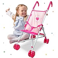 Doll Stroller Toy Anivia Realistic Doll Stroller Heart Design Gifts for Toddlers and Girls Foldable Baby Doll Stroller Toy Pink 102