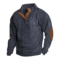 Men's Long Sleeve Henley Shirts Comfy Casual Ribbed Sweatshirt Fashion Autumn Casual Long Sleeve Button Pullover