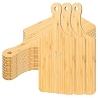 12 Pcs Bulk Cutting Board Wood Chopping Board Laser Engraving Serving Board Charcuterie Boards for Customized Mother's Day Wedding Housewarming Gift (With Handle,Bamboo)