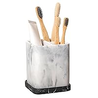 zccz Toothbrush Holder, Countertop Marble Look Electric Toothbrush Toothpaste Makeup Brush Razor Holder Stand Bathroom Organizer with Detachable Tray