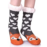 Women Slipper Socks Fuzzy Non Slip Fleece Lining Winter Warm Gift Socks with Grippers
