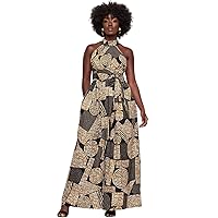 | Ronke African Pattern Ankara Maxi Dress for Women | Traditional Culture Kente Print Cloth
