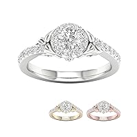 IGI Certified 14k White Gold 5/8Ct TDW Diamond Round Halo Engagement Ring (I-J,I2)