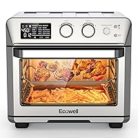 ECOWELL Air Fryer Toaster Oven Combo, 15-in-1 Airfryer Toaster Ovens Countertop, 26.4 QT Stainless Steel Air Fryers Convection Oven, for 360° Even & Healthy Cooking, Model: ECOKX01, Silver