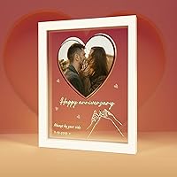 EGD Personalized Acrylic Plaque | Unique Personalized Sentimental Gifts for Him & Her | Custom Your Gift for Couple Anniversary with Their Favorite Photo | Optional LED Lights (Happy Anniversary)