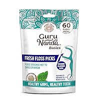 GuruNanda Fresh Floss Dental Picks - Non- Shred Thread with Angled Pick for Effective Plaque Removal - Dentist Recommened - Travel Friendly for Adults & Kids - 60 Pack