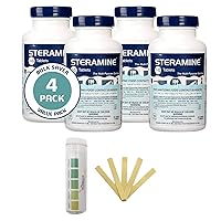 Steramine Quaternary Sanitizing Tablets & QR5 Quat Test Strips | Sanitizes Food Contact Surfaces | Test Your Sanitizing Solution Strength with QR5 Strips | 150 Tablets per Bottle (4 Pack)