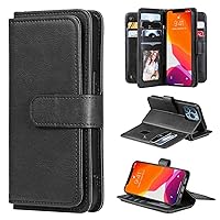 Phone Cover Wallet Folio Case for Samsung Galaxy A03 CORE, Premium PU Leather Slim Fit Cover for Galaxy A03 CORE, 9 Card Slots, 1 Photo Frame Slot, Nice Fitting, Black