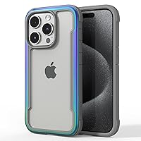RAPTIC Shield for iPhone 15 Pro Case, Shockproof Protective Clear Case, Military Grade 10ft Drop Tested, Durable Aluminum Frame, Anti-Yellowing Technology Case, 6.1 inch, Iridescent